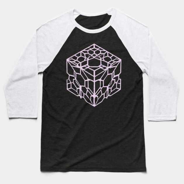 Geometric Hexagon Cube Optical Illusion Art Baseball T-Shirt by TuncGK