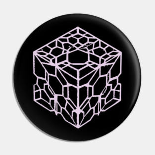 Geometric Hexagon Cube Optical Illusion Art Pin