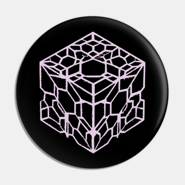 Geometric Hexagon Cube Optical Illusion Art Pin by TuncGK