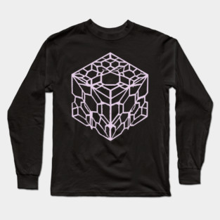 Geometric Hexagon Cube Optical Illusion Art Long Sleeve T-Shirt