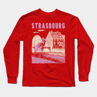 Strasbourg France Vintage Fairytale Travel Art Long Sleeve T-Shirt
