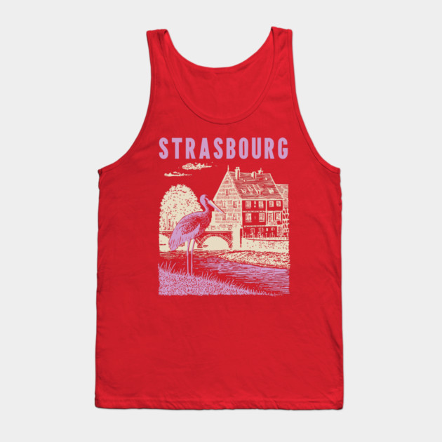 Strasbourg France Vintage Fairytale Travel Art Tank Top by TuncGK