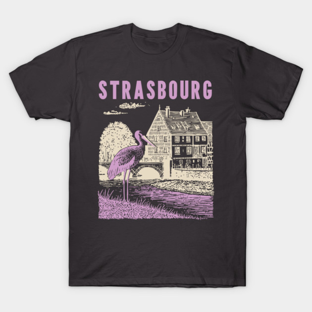 Strasbourg France Vintage Fairytale Travel Art T-Shirt by TuncGK