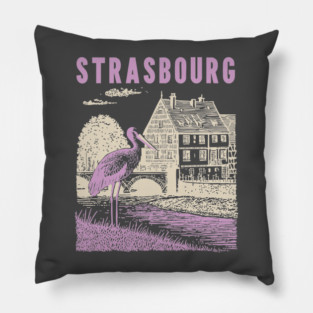 Strasbourg France Vintage Fairytale Travel Art Pillow