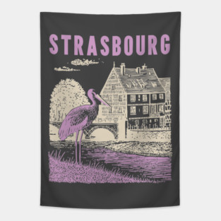 Strasbourg France Vintage Fairytale Travel Art Tapestry