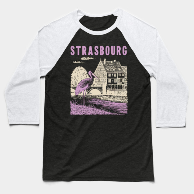 Strasbourg France Vintage Fairytale Travel Art Baseball T-Shirt by TuncGK