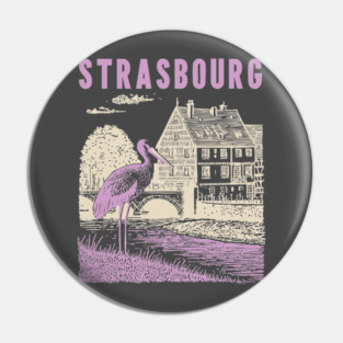 Strasbourg France Vintage Fairytale Travel Art Pin