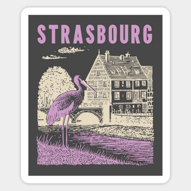 Strasbourg France Vintage Fairytale Travel Art Magnet by TuncGK