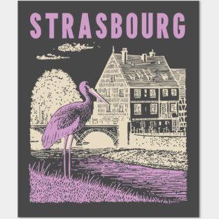 Strasbourg France Vintage Fairytale Travel Art Posters and Art