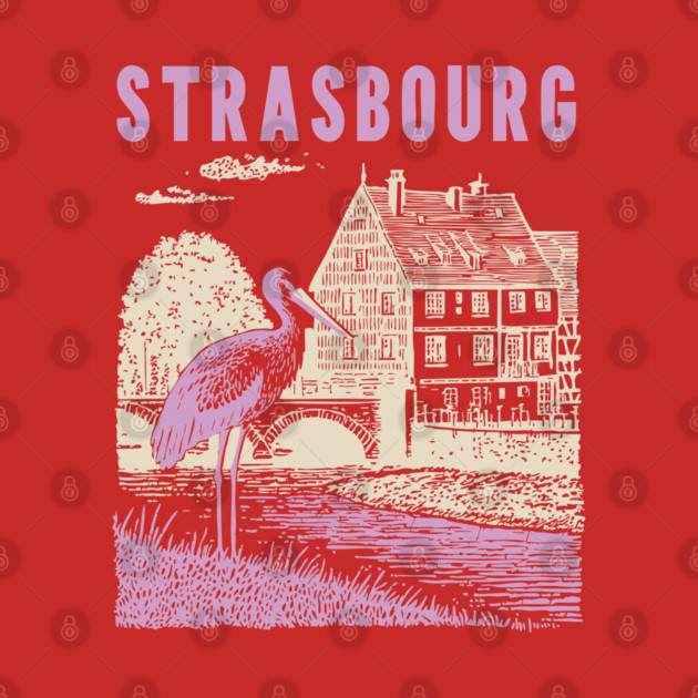 Strasbourg France Vintage Fairytale Travel Art by TuncGK