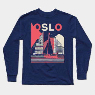Oslo Norway Modern Travel Poster Art Long Sleeve T-Shirt