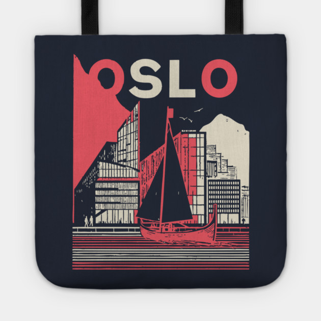 Oslo Norway Modern Travel Poster Art Tote by TuncGK