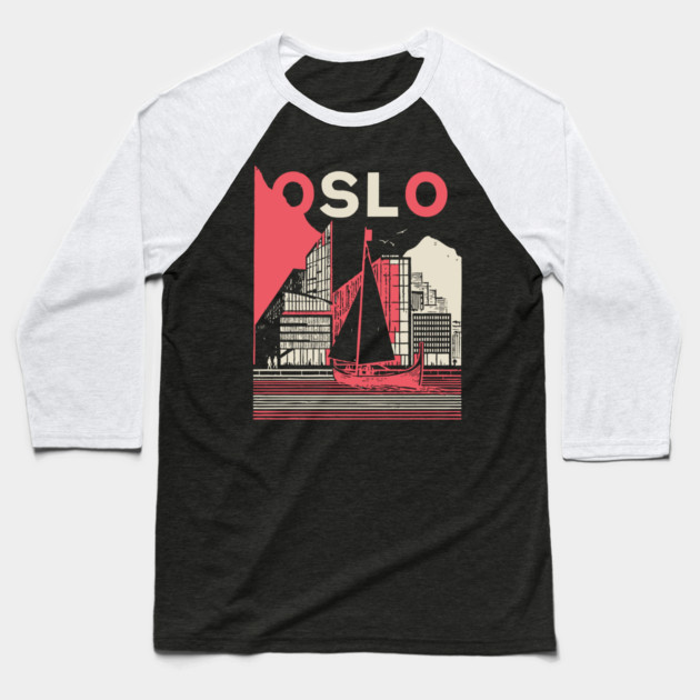 Oslo Norway Modern Travel Poster Art Baseball T-Shirt by TuncGK