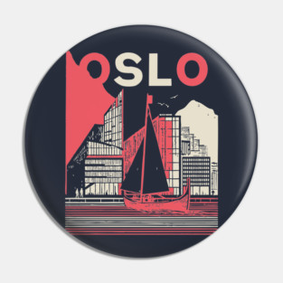 Oslo Norway Modern Travel Poster Art Pin