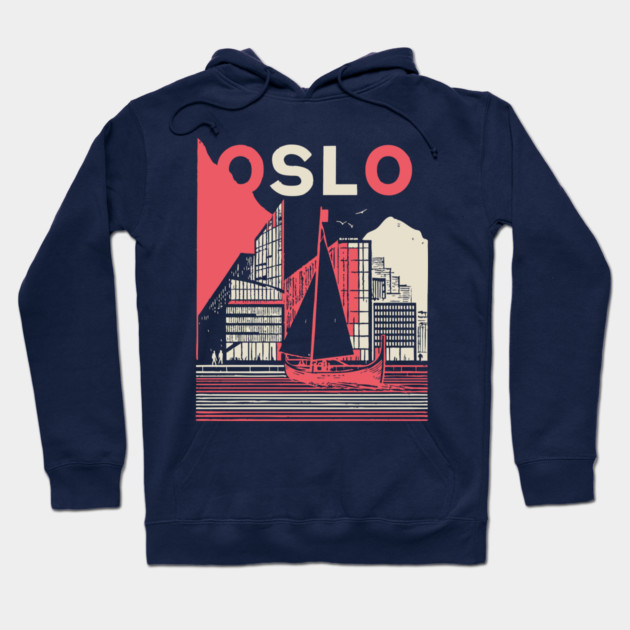 Oslo Norway Modern Travel Poster Art Hoodie by TuncGK