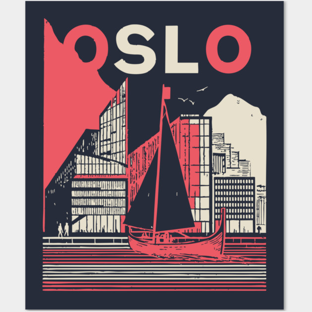 Oslo Norway Modern Travel Poster Art Wall Art by TuncGK