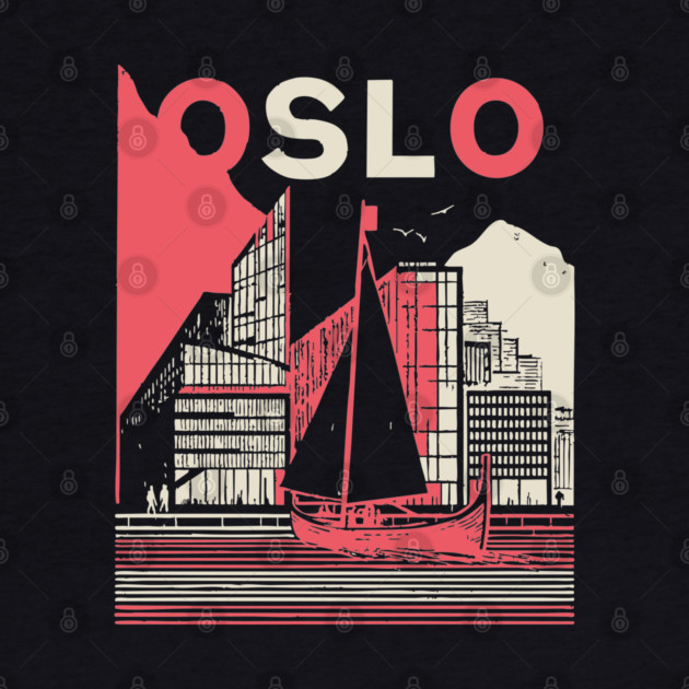Oslo Norway Modern Travel Poster Art by TuncGK