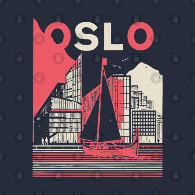 Oslo Norway Modern Travel Poster Art by TuncGK