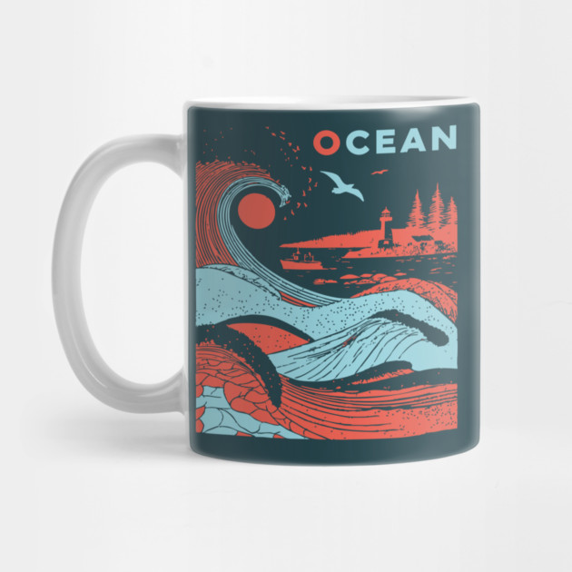 Vintage Japanese Style Ocean Waves Art by TuncGK