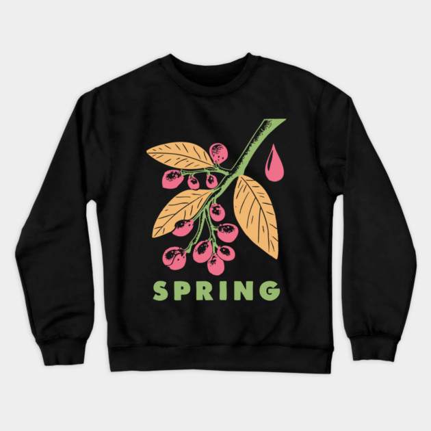 Vintage Spring Botanical Branch Illustration Crewneck Sweatshirt by TuncGK
