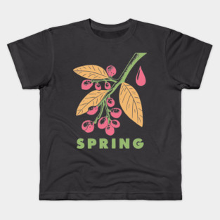 Vintage Spring Botanical Branch Illustration Kids T-Shirt