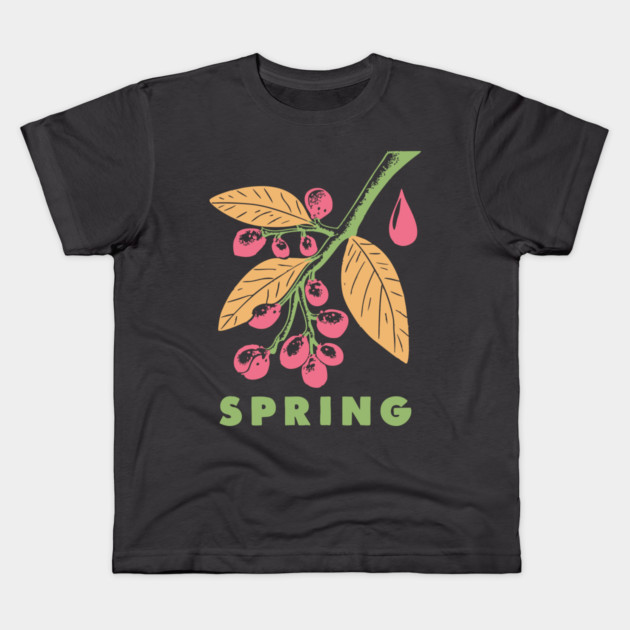 Vintage Spring Botanical Branch Illustration Kids T-Shirt by TuncGK