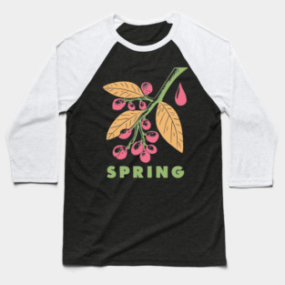 Vintage Spring Botanical Branch Illustration Baseball T-Shirt
