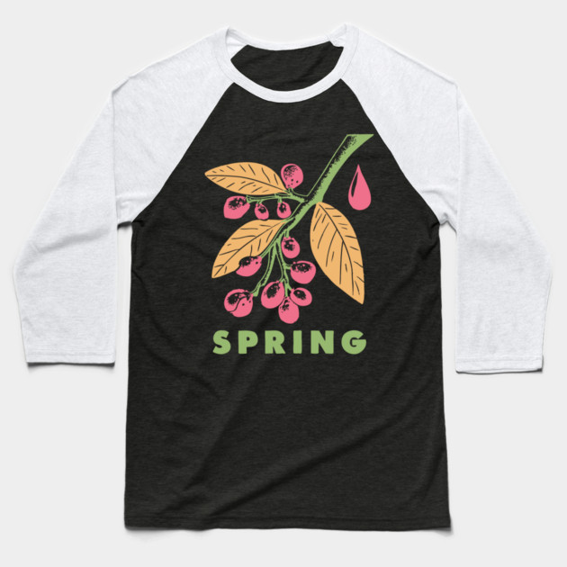 Vintage Spring Botanical Branch Illustration Baseball T-Shirt by TuncGK