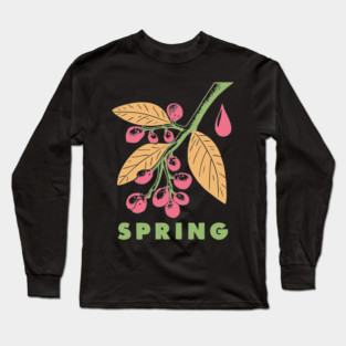 Vintage Spring Botanical Branch Illustration Long Sleeve T-Shirt