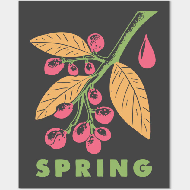 Vintage Spring Botanical Branch Illustration Wall Art by TuncGK