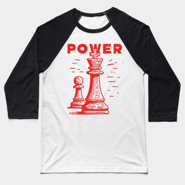Power of the King Vintage Chess Graphic Baseball T-Shirt by TuncGK