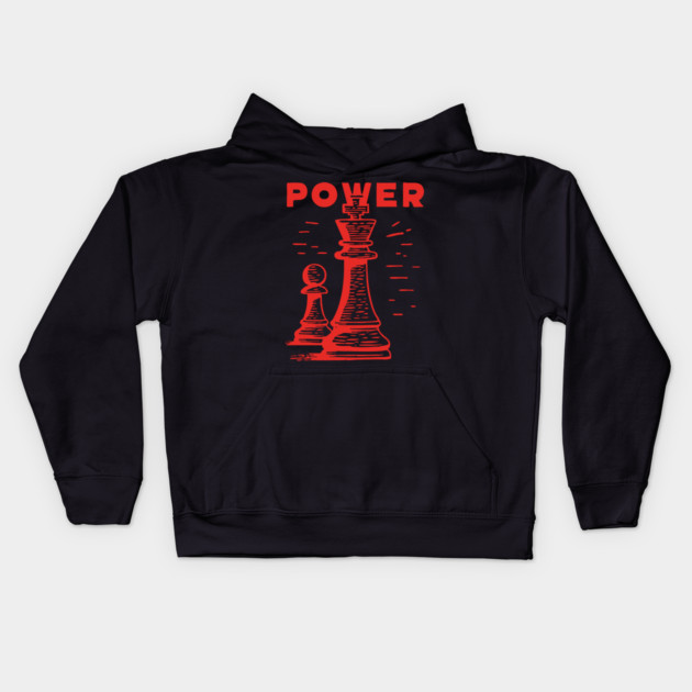 Power of the King Vintage Chess Graphic Kids Hoodie by TuncGK