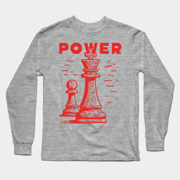 Power of the King Vintage Chess Graphic Long Sleeve T-Shirt by TuncGK