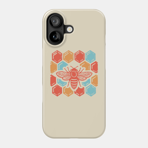 Groovy Retro 70s Bee and Honeycomb Art Phone Case by TuncGK