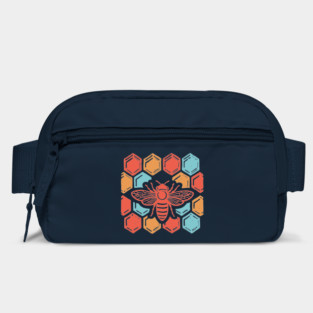 Groovy Retro 70s Bee and Honeycomb Art Bag