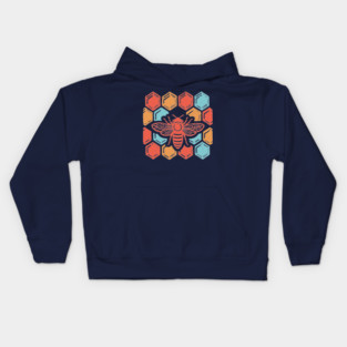 Groovy Retro 70s Bee and Honeycomb Art Kids Hoodie