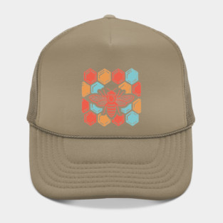 Groovy Retro 70s Bee and Honeycomb Art Hat