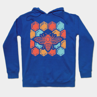 Groovy Retro 70s Bee and Honeycomb Art Hoodie
