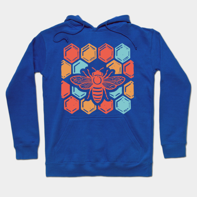 Groovy Retro 70s Bee and Honeycomb Art Hoodie by TuncGK