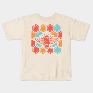 Groovy Retro 70s Bee and Honeycomb Art Kids T-Shirt