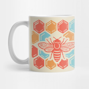 Groovy Retro 70s Bee and Honeycomb Art Mug
