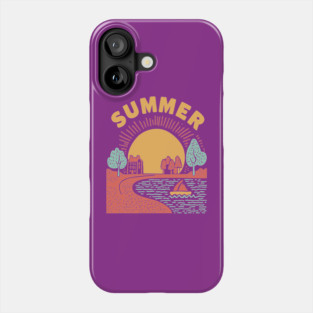 Minimalist Summer Sun and Ocean Waves Phone Case