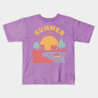 Minimalist Summer Sun and Ocean Waves Kids T-Shirt