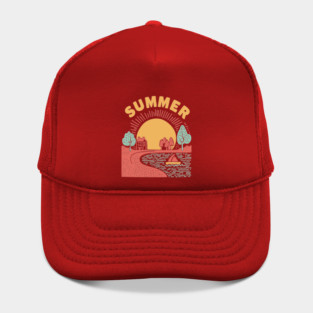 Minimalist Summer Sun and Ocean Waves Hat