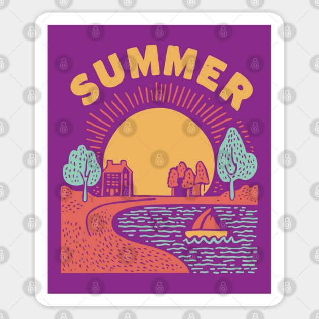 Minimalist Summer Sun and Ocean Waves Sticker by TuncGK