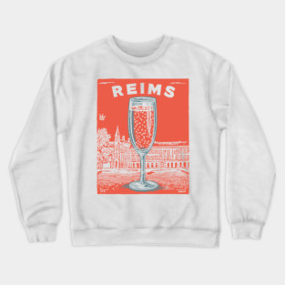 Reims France Vintage Champagne Flute Art Crewneck Sweatshirt