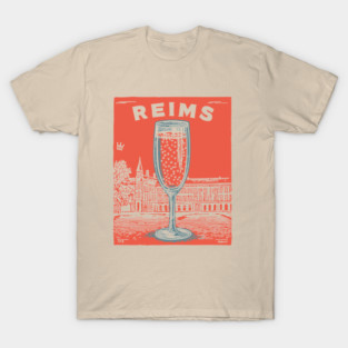 Reims France Vintage Champagne Flute Art T-Shirt