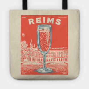 Reims France Vintage Champagne Flute Art Tote