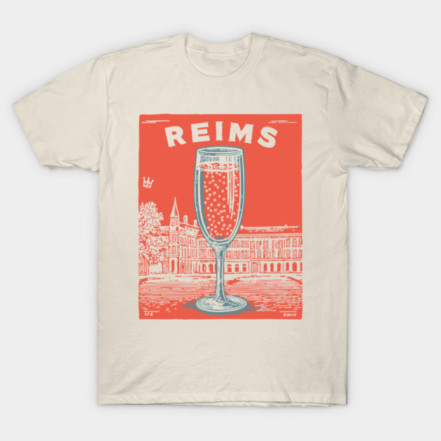 Reims France Vintage Champagne Flute Art T-Shirt by TuncGK