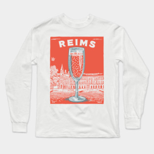 Reims France Vintage Champagne Flute Art Long Sleeve T-Shirt
